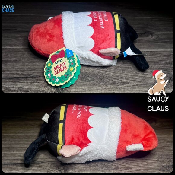 Bark Box Saucy Claus Dog Toy L Large 50+ lbs Squeak, Crinkle New Christmas - Picture 5 of 9